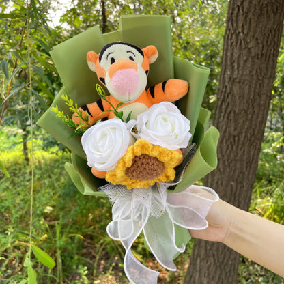 Cartoon Winnie the Pooh Plush Doll Toy Handmade Flower Bouquet Wedding Valentine's Day Christmas Graduation Gifts