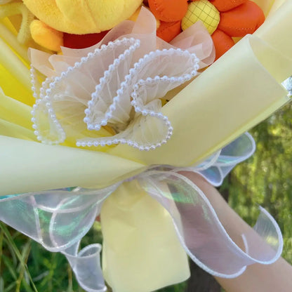 Cartoon Winnie the Pooh Plush Doll Toy Handmade Flower Bouquet Wedding Valentine's Day Christmas Graduation Gifts