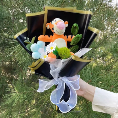 Cartoon Winnie the Pooh Plush Doll Toy Handmade Flower Bouquet Wedding Valentine's Day Christmas Graduation Gifts